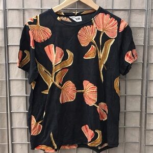 Belkazan Black Short-Sleeve Tee with Coral Floral Print